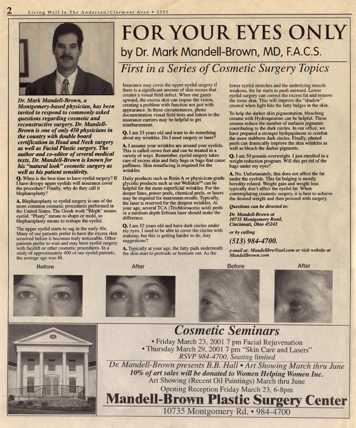 For your eyes only by Dr. Mark Mandell-Brown, MD, F.A.C.S. article snapshot