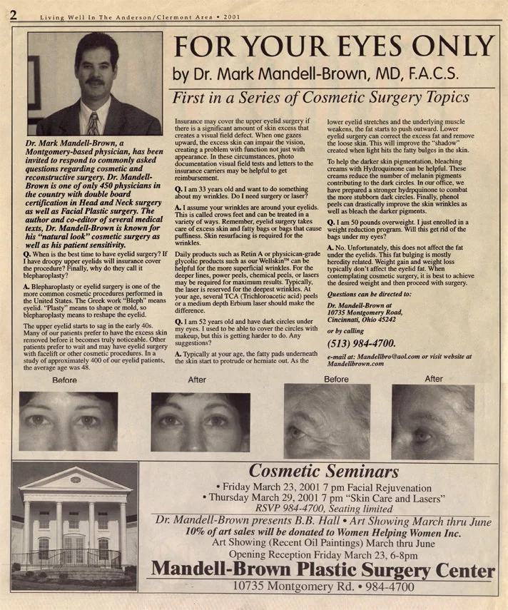 For your eyes only by Dr. Mark Mandell-Brown, MD, F.A.C.S. article snapshot